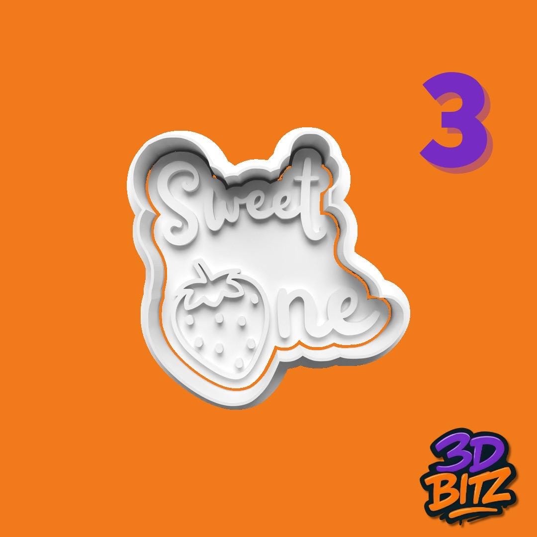 Strawberry first birthday Cookie Cutter & Embosser Set