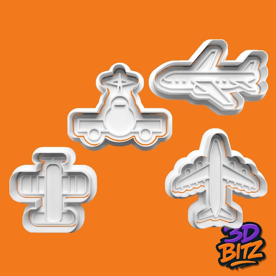 Airplane areoplane Aviation Cookie Cookie Cutter & Embosser Set