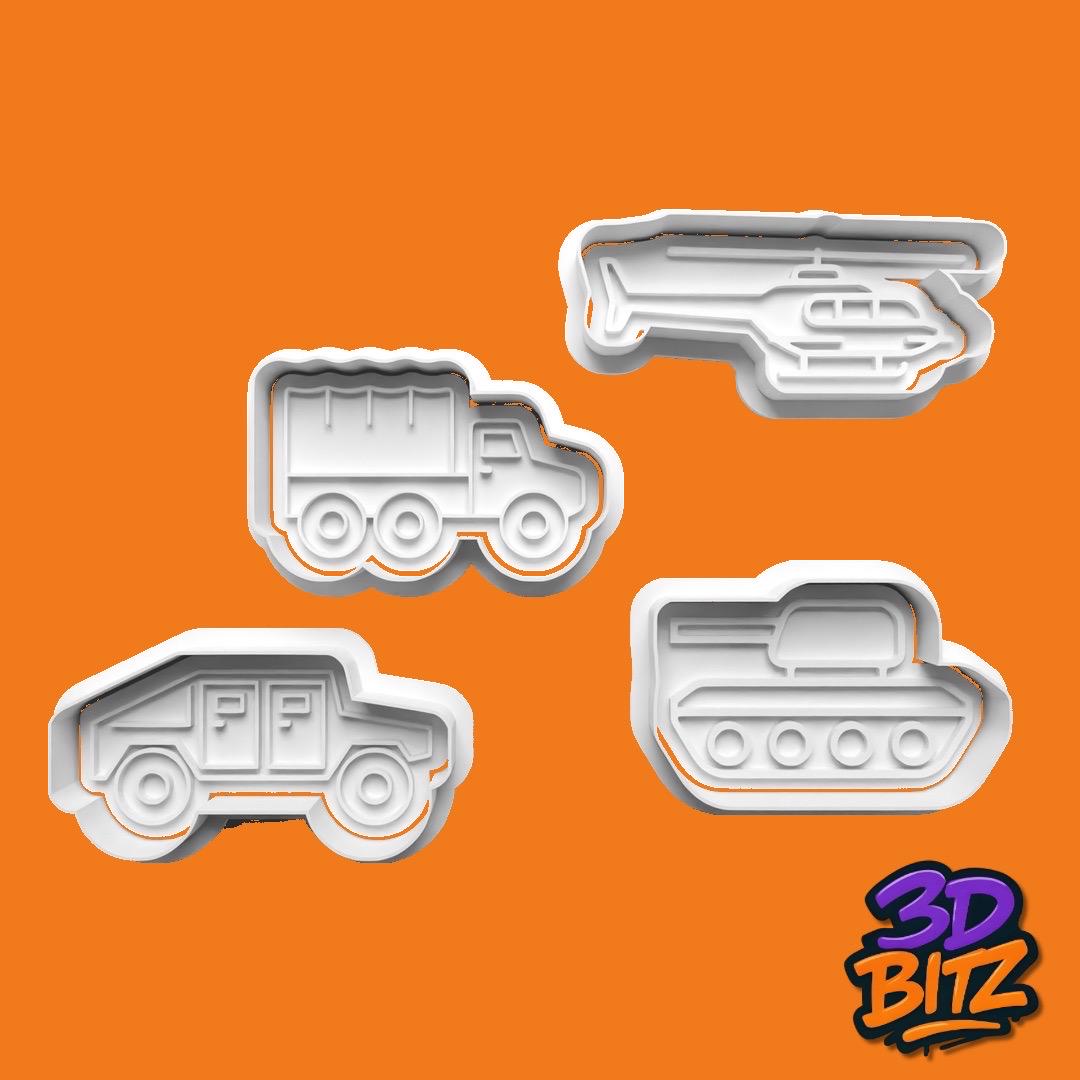 Transport & Military Vehicle Cookie Cookie Cookie Cutter & Embosser Set