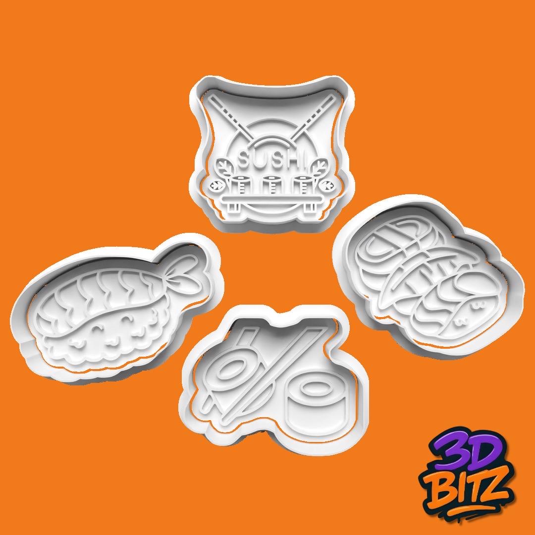 Sushi Cookie Cookie Cutter & Embosser Set