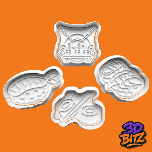 Sushi Cookie Cookie Cutter & Embosser Set
