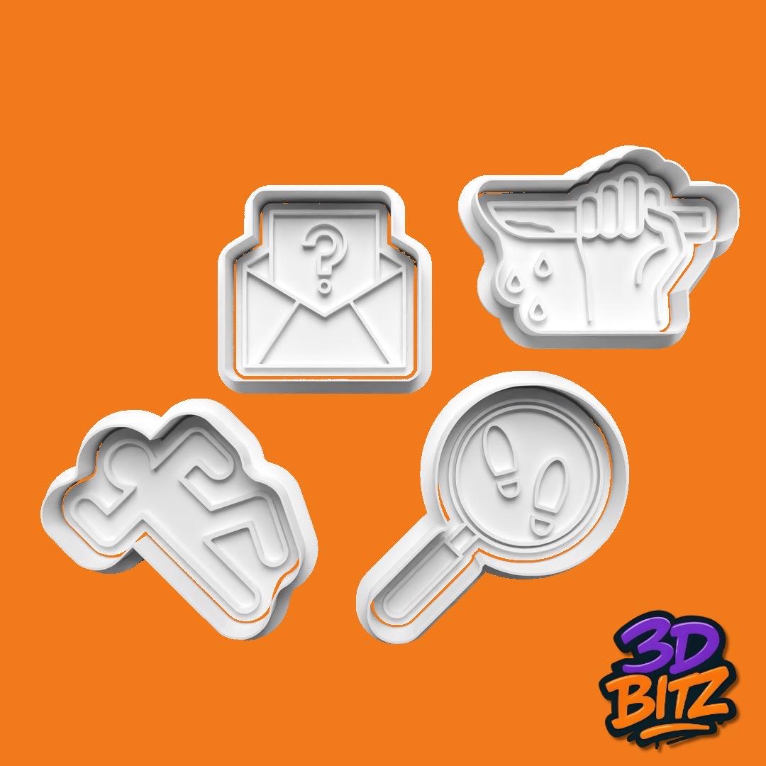 Mystery / Detective Cookie Cookie Cutter & Embosser Set