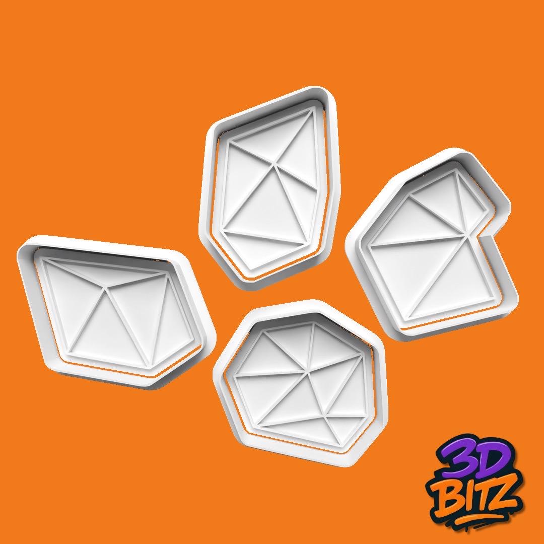 Geometric Polygon Cookie Cookie Cutter & Embosser Set