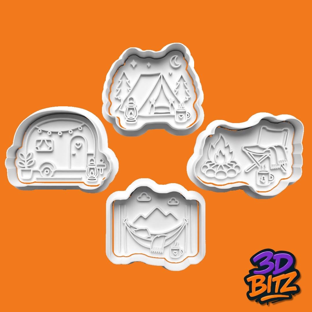 Camping Cookie Cookie Cutter & Embosser Set