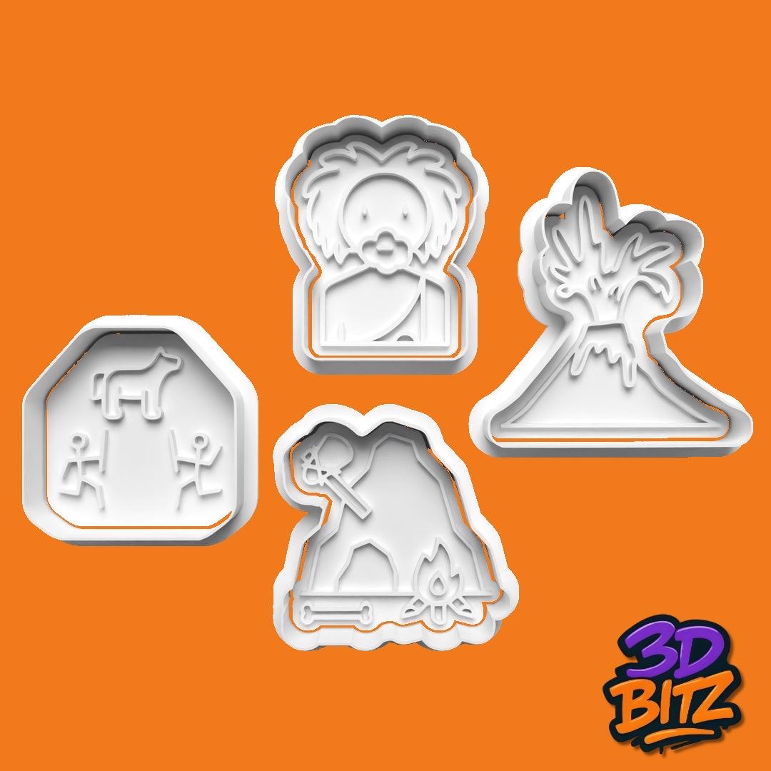 Prehistoric / Caveman Cookie Cookie Cutter & Embosser Set