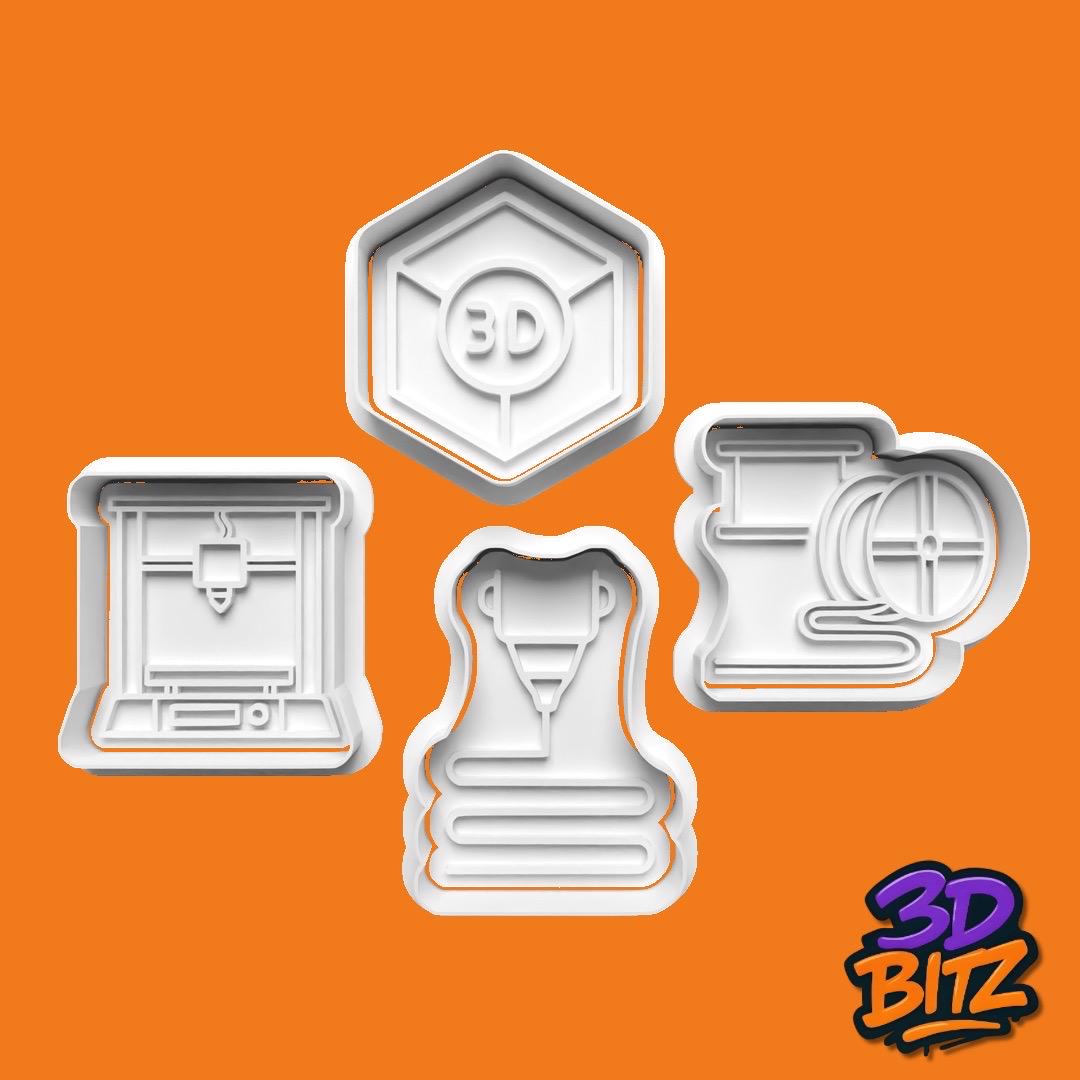 3D Printing 3D printer Cookie Cookie Cutter & Embosser Set