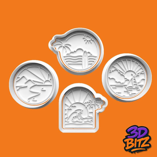 Beach & Coastal Cookie Cookie Cookie Cutter & Embosser Set
