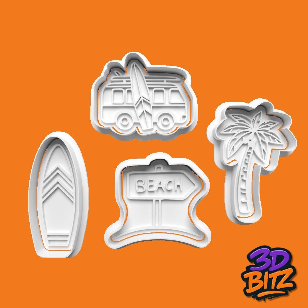 Surf & Beach Cookie Cutter Embosser Set Cookie Cutter & Embosser Set