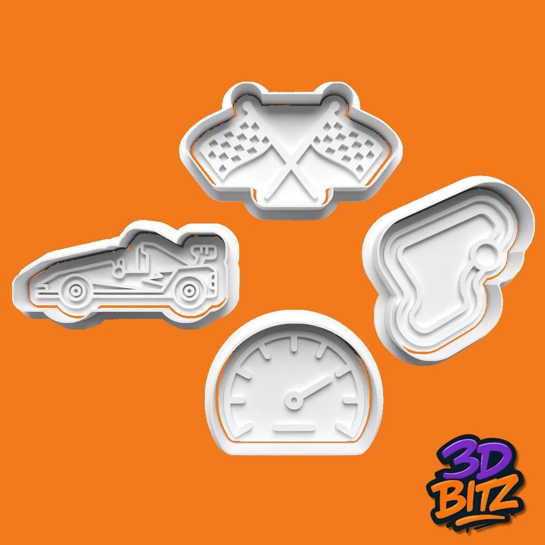 Racing Cookie Cookie Cutter & Embosser Set