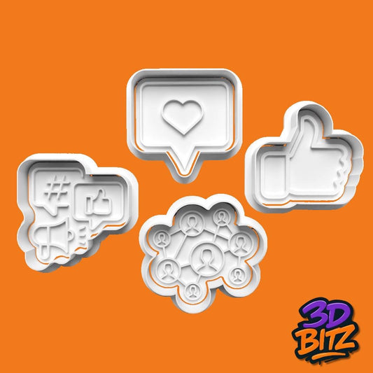 Social Media Cookie Cookie Cutter & Embosser Set