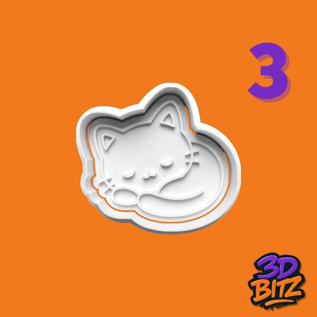Cute Cat Chibi Cookie Cookie Cutter & Embosser Set