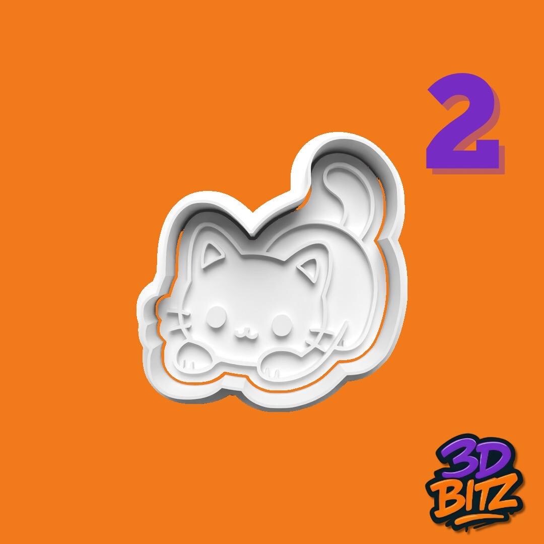 Cute Cat Chibi Cookie Cookie Cutter & Embosser Set