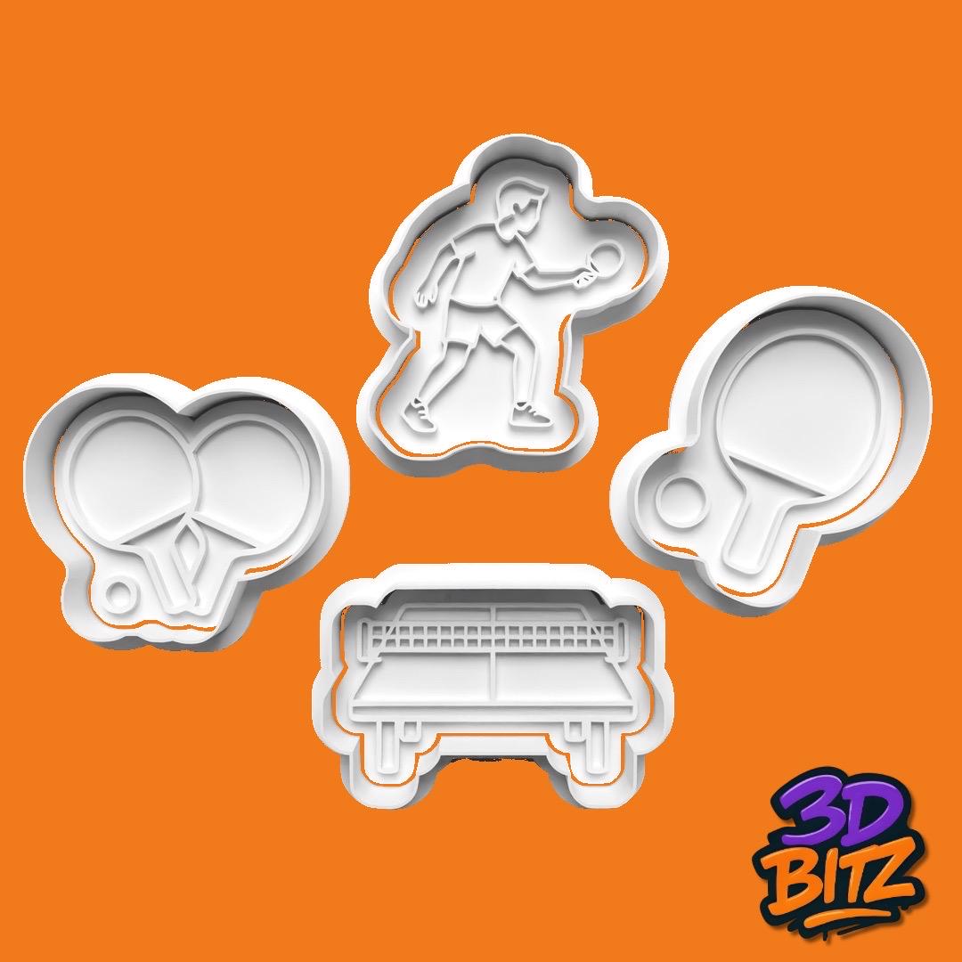 Table Tennis Cookie Cookie Cutter & Embosser Set